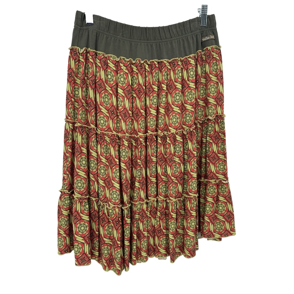 Matilda Jane Skirt Women Small Green Pattern Serendipity Tiered Pull On 2011 VTG